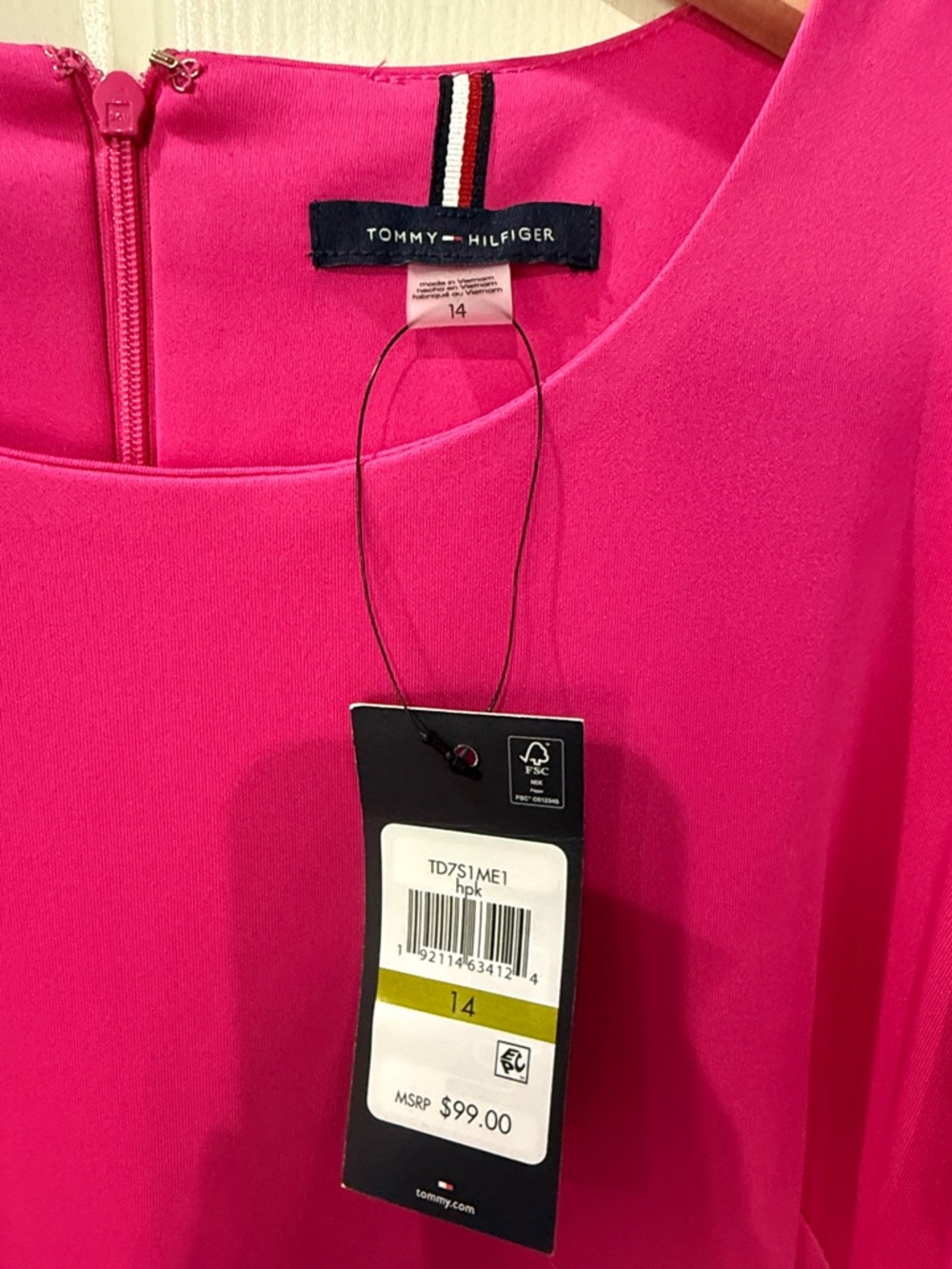 Tommy Hilfiger Fuchsia Ruffle Sleeve Mini Dress - Picture 2 of 3